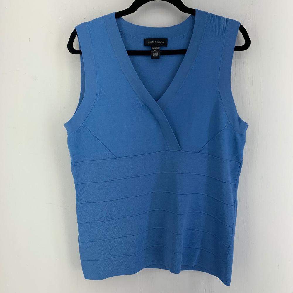 Cable & Gauge Womens XL Professional Layering V-Neck Sleeveless Vest Knit Top